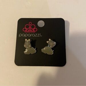 Paparazzi Kitty Cat Grey Earrings NEW